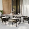 OUTFLEXX Garten-Essgruppe, anthrazit, Aluminium/Glaskeramik, Tisch, 6 Sessel