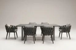 OUTFLEXX Garten-Essgruppe, anthrazit, Aluminium/Glaskeramik, Tisch, 6 Sessel