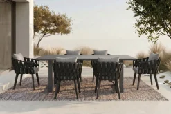 OUTFLEXX Garten-Essgruppe, anthrazit, Aluminium/Glaskeramik, Tisch, 6 Sessel