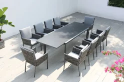 OUTFLEXX Garten-Essgruppe, anthrazit, Aluminium, Tisch 180/270x100 cm, 10 Sessel