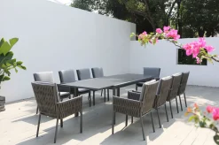OUTFLEXX Garten-Essgruppe, anthrazit, Aluminium, Tisch 180/270x100 cm, 10 Sessel