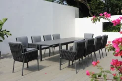 OUTFLEXX Garten-Essgruppe, anthrazit, Alu, Ausziehtisch 180/270x100 cm, 10 Sessel