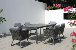OUTFLEXX Garten-Essgruppe, anthrazit, Alu, Ausziehtisch 180/270x100 cm, 6 Sessel