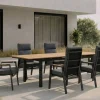 OUTFLEXX Garten-Essgruppe, Anthrazit, Aluminium/Teak, Ausziehtisch ca. 183/243 x 100 cm, 6x Sessel