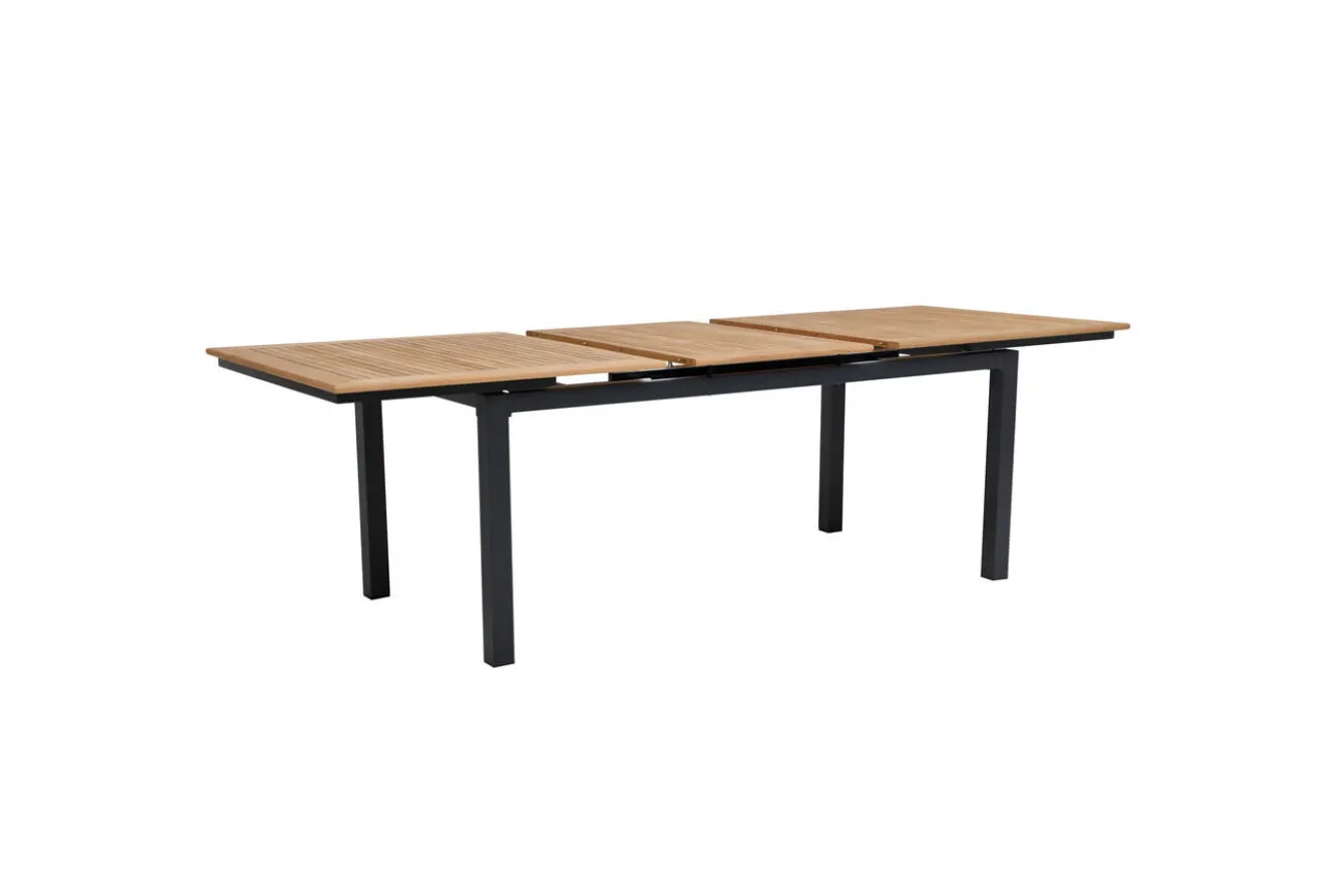 OUTFLEXX Garten-Essgruppe, Anthrazit, Aluminium/Teak, Ausziehtisch ca. 183/243 x 100 cm, 6x Sessel