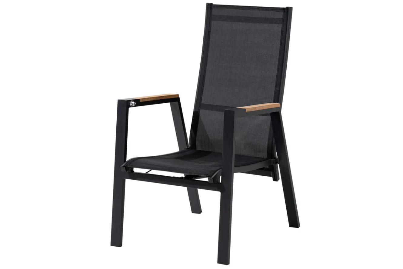 OUTFLEXX Garten-Essgruppe, Anthrazit, Aluminium/Teak, Ausziehtisch ca. 183/243 x 100 cm, 6x Sessel