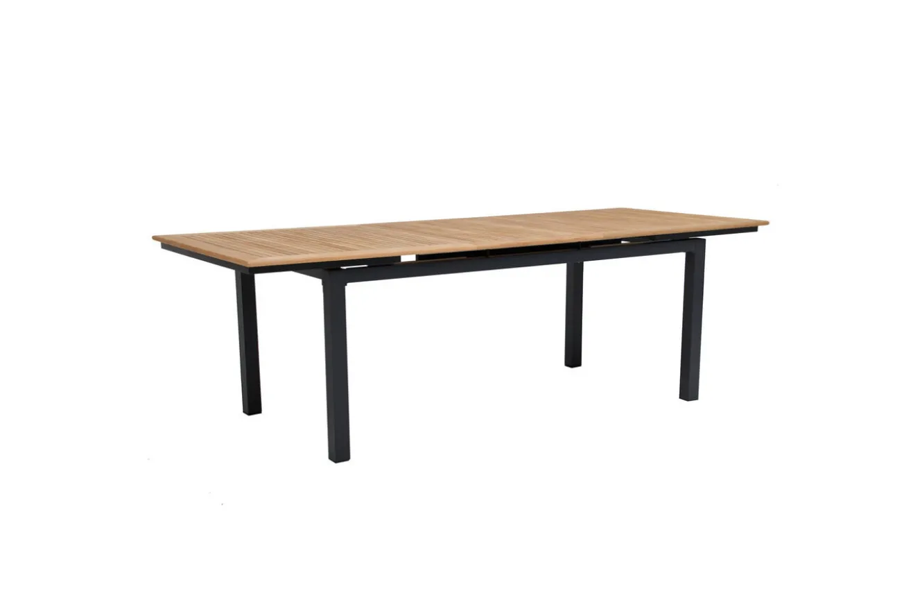 OUTFLEXX Garten-Essgruppe, Anthrazit, Aluminium/Teak, Ausziehtisch ca. 183/243 x 100 cm, 6x Sessel