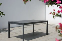 OUTFLEXX Garten-Essgruppe, anthrazit, Aluminium/Glaskeramik, Ausziehtisch, 6 Sessel