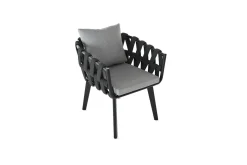 OUTFLEXX Garten-Essgruppe, anthrazit, Aluminium/Glaskeramik, Ausziehtisch, 6 Sessel
