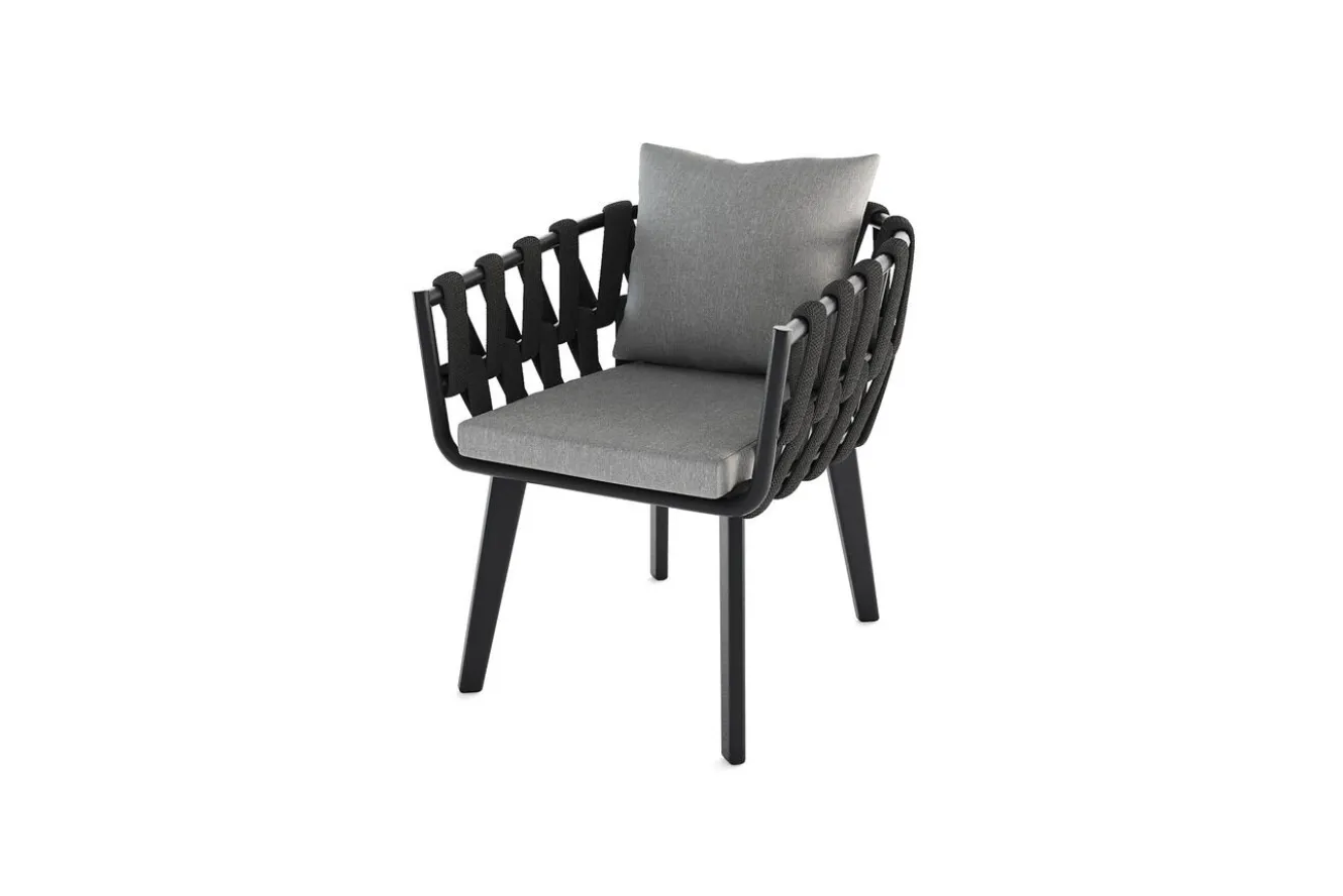 OUTFLEXX Garten-Essgruppe, anthrazit, Aluminium/Glaskeramik, Ausziehtisch, 6 Sessel
