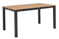 OUTFLEXX Garten-Essgruppe, anthrazit matt, Alu/Teak/Textilene, Tisch 150/210 x 90 cm, 6 Stapelsessel