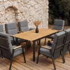OUTFLEXX Garten-Essgruppe, Anthrazit Matt, Aluminium/Teak, Ausziehtisch ca. 183/243x100 cm, 8 Sessel
