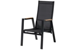OUTFLEXX Garten-Essgruppe, Anthrazit Matt, Aluminium/Teak, Ausziehtisch ca. 183/243x100 cm, 8 Sessel