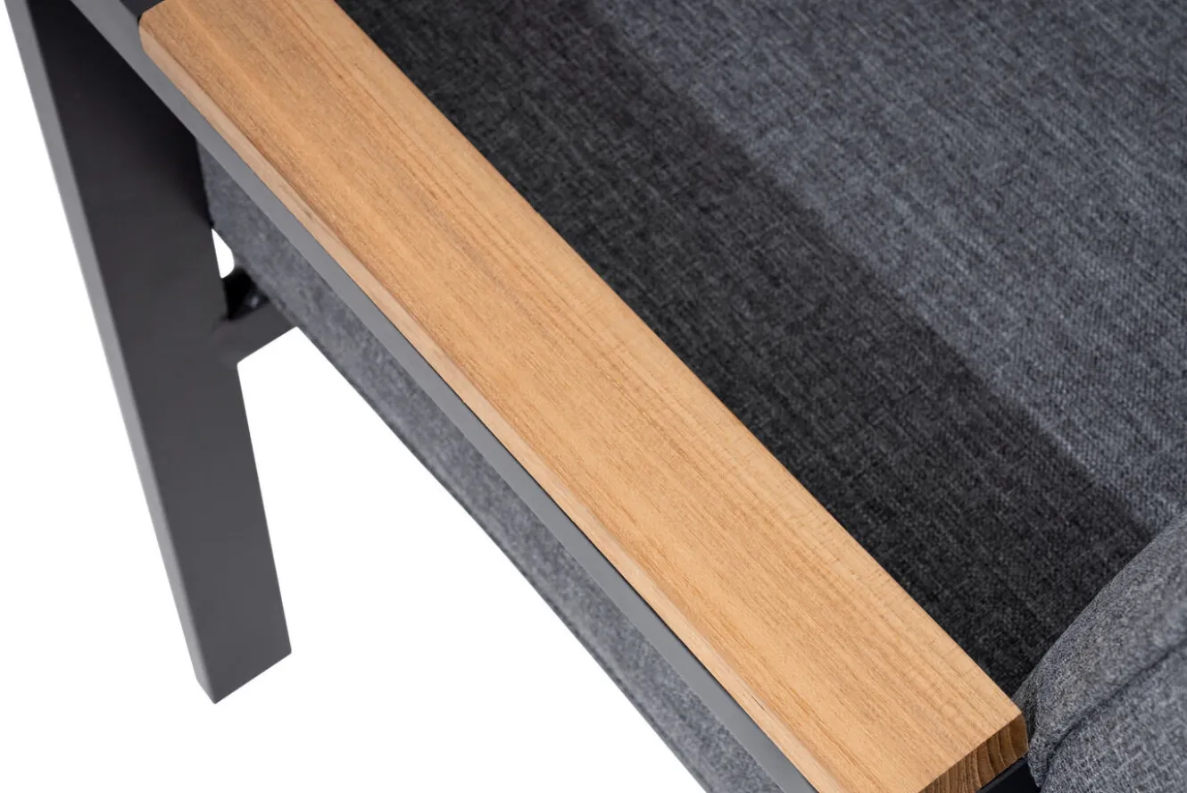 OUTFLEXX Garten-Essgruppe, Anthrazit Matt, Aluminium/Teak, Ausziehtisch ca. 183/243x100 cm, 8 Sessel