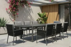 OUTFLEXX Garten-Essgruppe, anthrazit, Alu, Ausziehtisch 180/270x100 cm, 8 Diningsessel