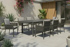 OUTFLEXX Garten-Essgruppe, anthrazit, Aluminium, Tisch 180/270x100 cm, 8 Sessel