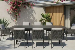 OUTFLEXX Garten-Essgruppe, anthrazit, Aluminium, Tisch 180/270x100 cm, 8 Sessel