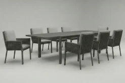 OUTFLEXX Garten-Essgruppe, anthrazit, Aluminium, Tisch 180/270x100 cm, 8 Sessel