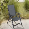 OUTFLEXX Garten-Essgruppe, anthrazit, Alu / Keramik / Textil, 180/280x100cm, 2 Klappstühle, 4 Stapelsessel