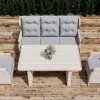 OUTFLEXX Garten-Essgruppe, beige meliert, Aluminium/Polyrattan, langlebiges Material
