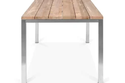 OUTFLEXX Garten-Essgruppe, Edelstahl/recyceltes Teak, Tisch 180 x 90 cm, 6 Klappstühle, silber, FSC®-zertifiziertes Produkt