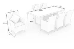 OUTFLEXX Garten-Essgruppe für 6 Personen, desert-beige, Alu/Polyrattan, Esstisch 200x95 cm