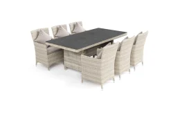 OUTFLEXX Garten-Essgruppe für 6 Personen, desert-beige, Alu/Polyrattan, Esstisch 200x95 cm