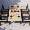 OUTFLEXX Garten-Essgruppe für 6 Pesonen, anthrazit matt, Alu/Textilene, Tisch 180/240 x 100 cm, stapelbare Sessel, FSC®-zertifizertes Produkt