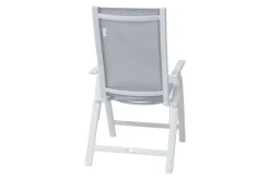 OUTFLEXX Garten-Essgruppe für 8 Personen, weiß/hellgrau, Alu/Sicherheitsglas, Tisch ausziehbar, Stühle klappbar