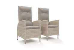OUTFLEXX Garten-Essgruppe für 6 Personen, dessert-beige, Alu/Polyrattan, mit Feuertisch 200 x 100 cm, UV- & witterungsbeständig