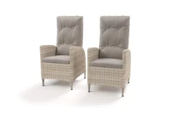 OUTFLEXX Garten-Essgruppe für 6 Personen, dessert-beige, Alu/Polyrattan, mit Feuertisch 200 x 100 cm, UV- & witterungsbeständig
