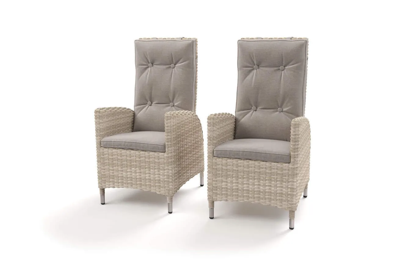 OUTFLEXX Garten-Essgruppe für 6 Personen, dessert-beige, Alu/Polyrattan, mit Feuertisch 200 x 100 cm, UV- & witterungsbeständig
