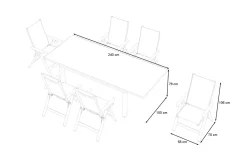 OUTFLEXX Garten-Essgruppe für 6 Personen, creme/weiß, Alu/Sicherheitsglas, Tisch ausziehbar 180/240 x 100 cm, Stühle klappbar