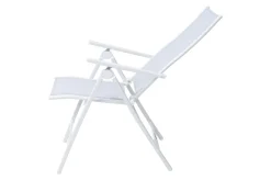 OUTFLEXX Garten-Essgruppe für 6 Personen, creme/weiß, Alu/Sicherheitsglas, Tisch ausziehbar 180/240 x 100 cm, Stühle klappbar