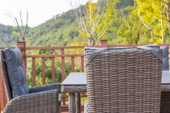 OUTFLEXX Garten-Essgruppe, grau, Polyrattan, Tisch 180x120cm, Spraystone, 8mm, 6 Dining Sessel, verstellbar