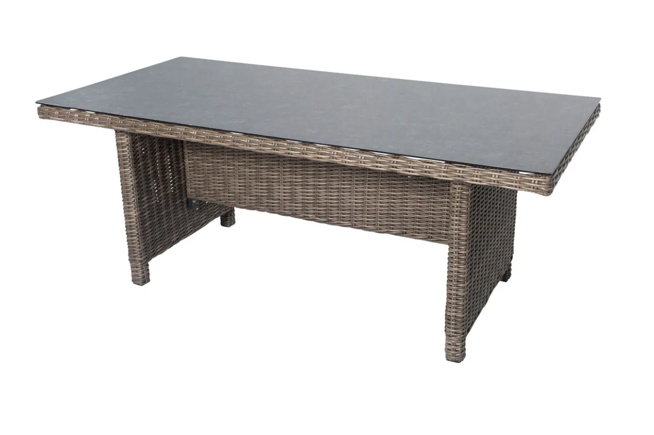 OUTFLEXX Garten-Essgruppe, grau, Polyrattan, Tisch 200 x 95 cm, 6 Sessel, verstellbar
