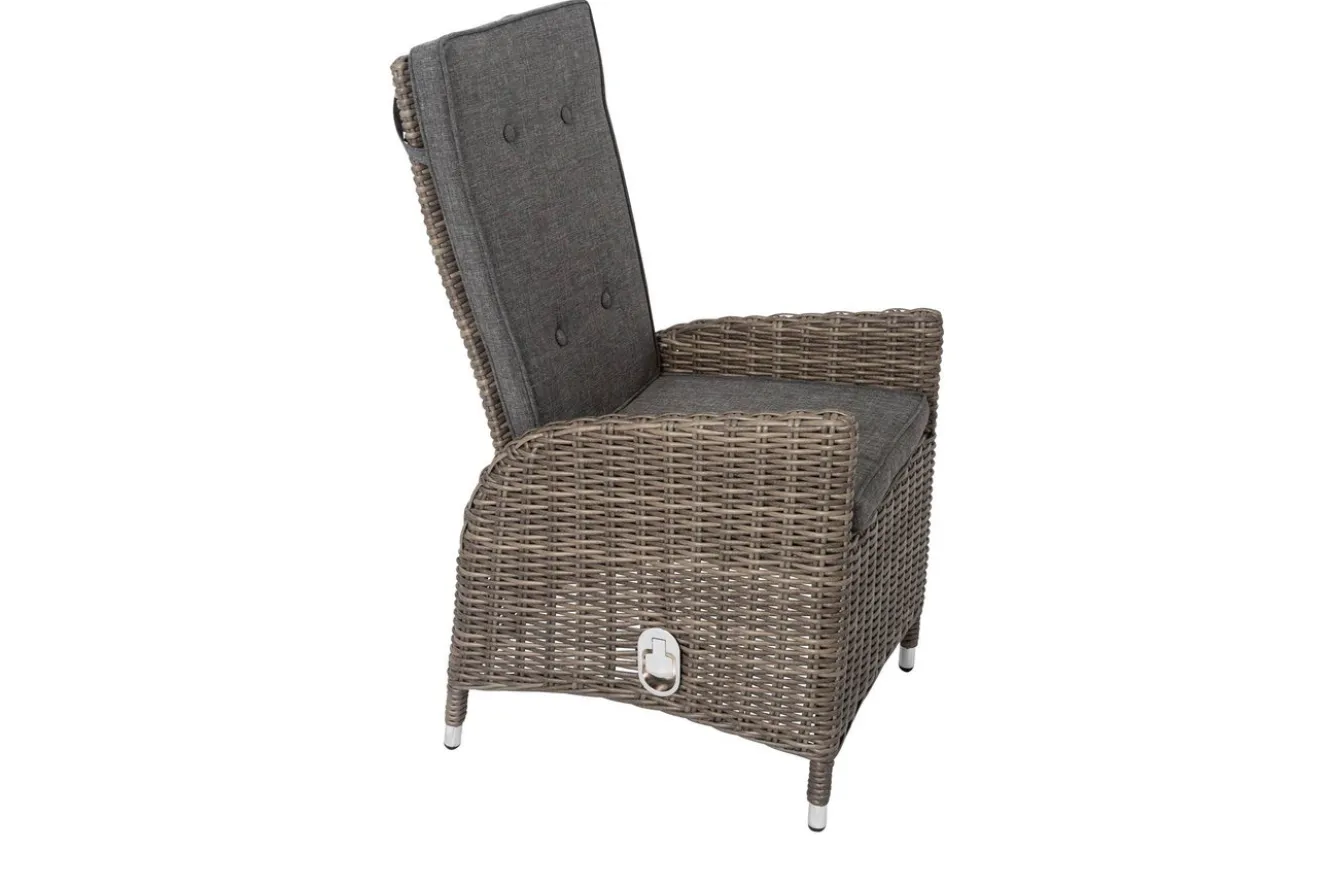 OUTFLEXX Garten-Essgruppe, grau, Polyrattan, Tisch 200 x 95 cm, 6 Sessel, verstellbar