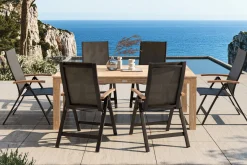 OUTFLEXX Garten-Essgruppe mit 6 Sesseln, anthrazit/natur, Alu/Akazie, klappbar, witterungsbeständig, FSC®-zertifiziertes Produkt