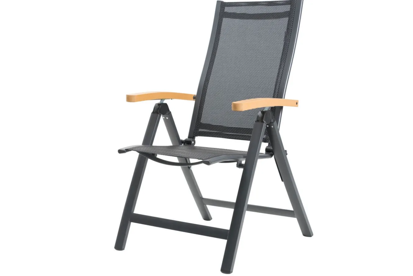 OUTFLEXX Garten-Essgruppe mit 6 Sesseln, anthrazit/natur, Alu/Akazie, klappbar, witterungsbeständig, FSC®-zertifiziertes Produkt