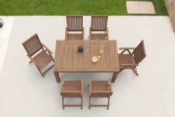 OUTFLEXX Garten-Essgruppe, natur, Akazie, Tisch 160 x 90 cm, 6 Klappsessel, FSC®-zertifiziertes Produkt