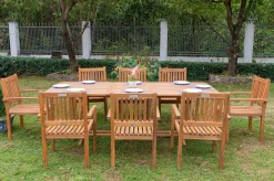 OUTFLEXX Garten-Essgruppe, natur, Akazie, Ausziehtisch 150/200 x 90 cm, 8 Armlehnensessel, FSC®-zertifiziertes Produkt