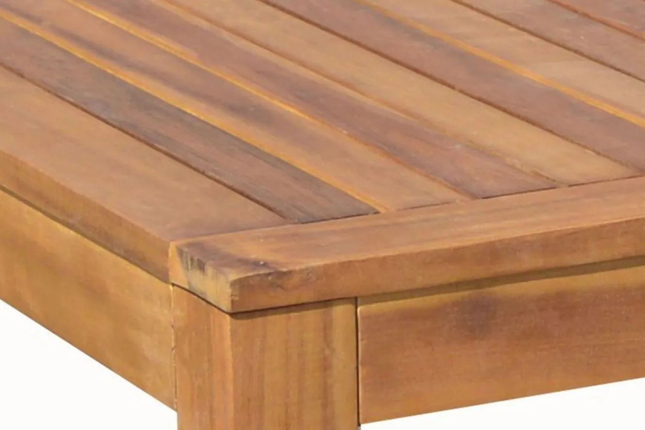 OUTFLEXX Garten-Essgruppe, natur, Akazie, Tisch 160 x 90 cm, 4 Klappsessel, FSC®-zertifiziertes Produkt