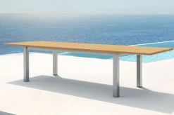 OUTFLEXX Garten-Essgruppe, natur/anthrazit, Edelstahl/Textilene/Teakholz, Ausziehtisch 220/340x100cm, 6 Diningsessel, FSC®-zertifiziertes Produkt