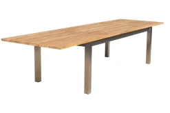 OUTFLEXX Garten-Essgruppe, natur/anthrazit, Edelstahl/Textilene/Teakholz, Ausziehtisch 220/340x100cm, 6 Diningsessel, FSC®-zertifiziertes Produkt