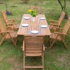 OUTFLEXX Garten-Essgruppe, natur, Akazie, Ausziehtisch 150/200 x 90 cm, 6 Klappstühle, klappbar, FSC®-zertifiziertes Produkt