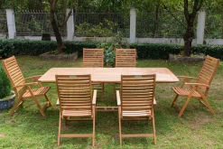 OUTFLEXX Garten-Essgruppe, natur, Akazie, Ausziehtisch 150/200 x 90 cm, 6 Klappstühle, klappbar, FSC®-zertifiziertes Produkt