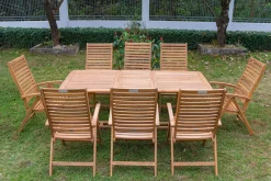 OUTFLEXX Garten-Essgruppe, natur, Akazie, Ausziehtisch 180/240 x 100 cm, 8 Klappstühle, klappbar, FSC®-zertifiziertes Produkt
