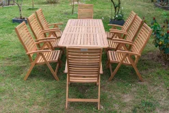 OUTFLEXX Garten-Essgruppe, natur, Akazie, Ausziehtisch 180/240 x 100 cm, 8 Klappstühle, klappbar, FSC®-zertifiziertes Produkt