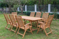 OUTFLEXX Garten-Essgruppe, natur, Akazie, Ausziehtisch 180/240 x 100 cm, 8 Klappstühle, klappbar, FSC®-zertifiziertes Produkt