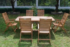 OUTFLEXX Garten-Essgruppe, natur, Akazie, Ausziehtisch 180/240 x 100 cm, 6 Klappstühle, klappbar, FSC®-zertifiziertes Produkt